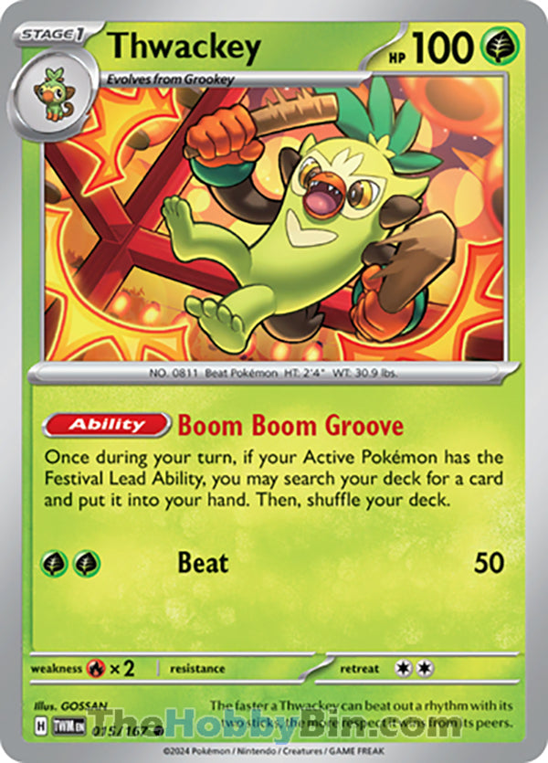 Thwackey #15/167 Common - Twilight Masquerade Pokemon card