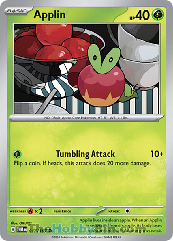 Applin #17/167 Common - Twilight Masquerade Pokemon card