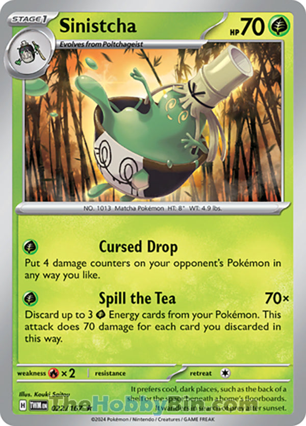 Sinistcha #22/167 Rare - Twilight Masquerade Pokemon card