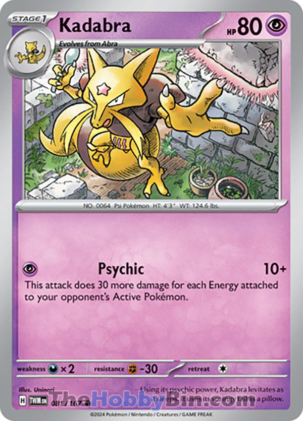 Kadabra #81/167 Common - Twilight Masquerade Pokemon card