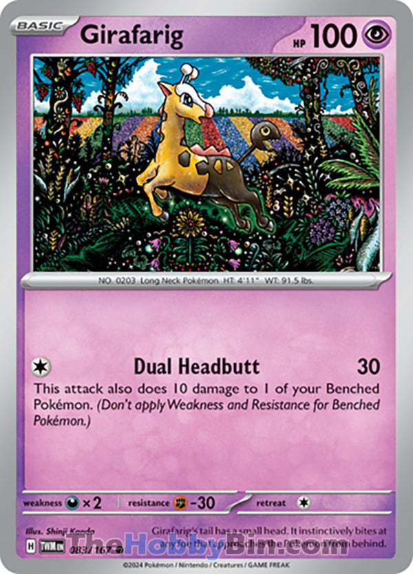 Girafarig #83/167 Common - Twilight Masquerade Pokemon card