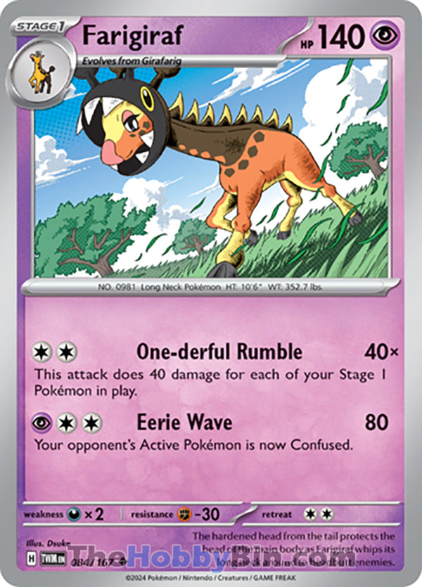 Farigiraf #84/167 Uncommon - Twilight Masquerade Pokemon card
