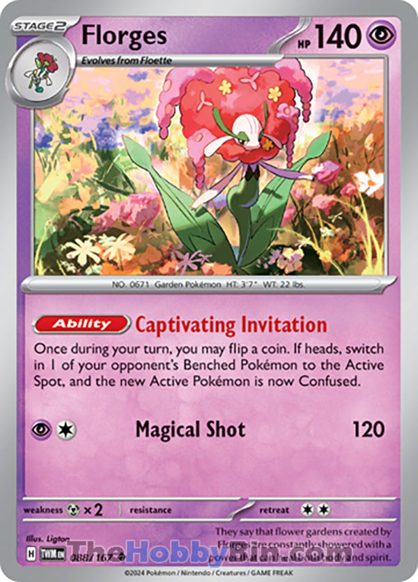 Florges #88/167 Uncommon - Twilight Masquerade Pokemon card