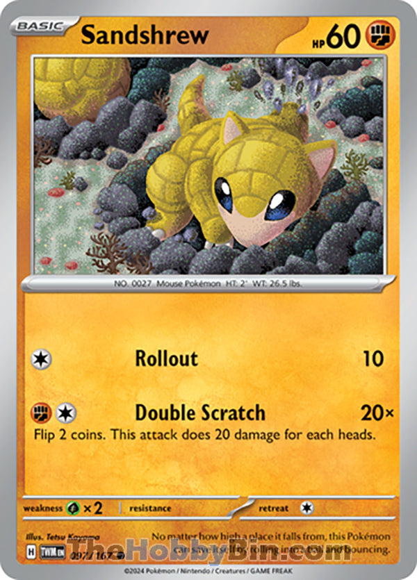 Sandshrew #97/167 Common - Twilight Masquerade Pokemon card