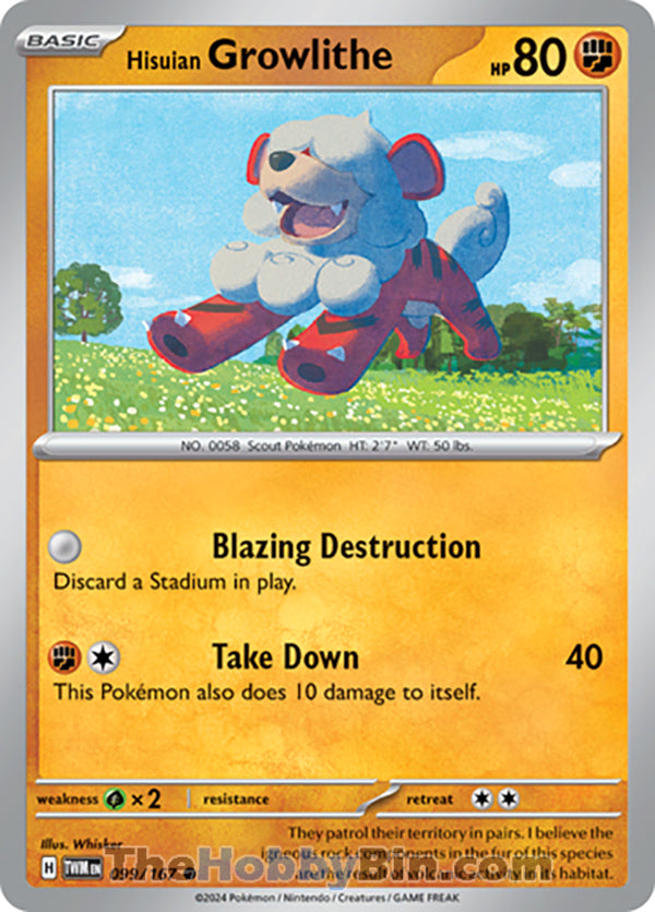 Hisuian Growlithe #99/167 Common - Twilight Masquerade Pokemon card