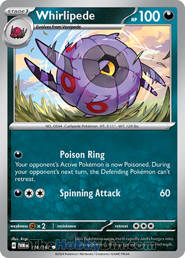 Whirlipede #116/167 Common - Twilight Masquerade Pokemon card