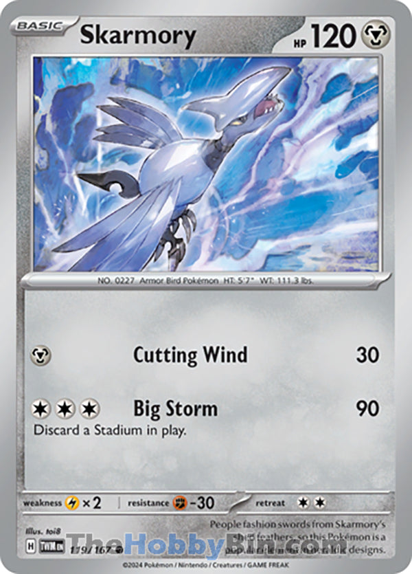 Skarmory #119/167 Common - Twilight Masquerade Pokemon card