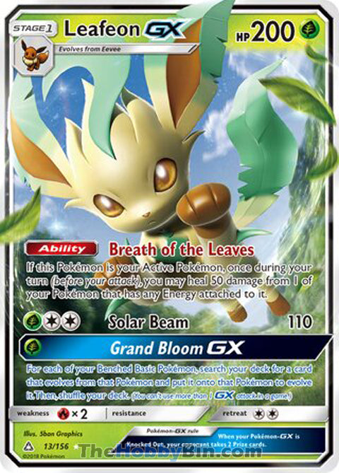 Leafeon GX #13/156 Ultra Rare - Ultra Prism Pokemon card