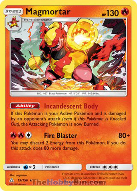 Magmortar #19/156 Holo Rare - Ultra Prism Pokemon card