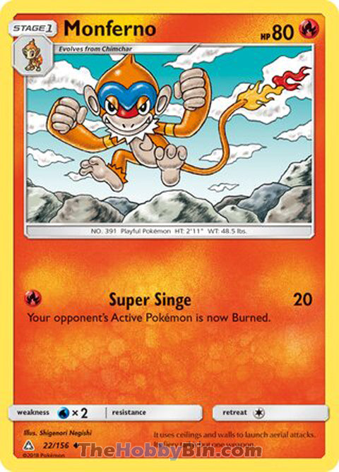 Monferno #22/156 Uncommon - Ultra Prism Pokemon card