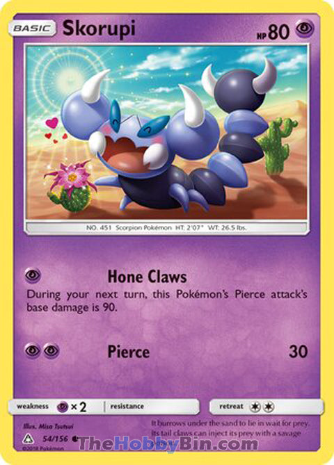 Skorupi #54/156 Common - Ultra Prism Pokemon card