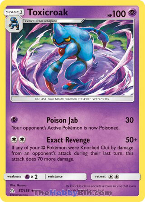 Toxicroak #57/156 Rare - Ultra Prism Pokemon card