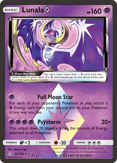 Lunala Prism Star Ultra Prism Prism Rare #62/156 – The Hobby Bin