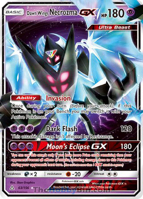 Dawn Wings Necrozma GX #63/156 Ultra Rare - Ultra Prism Pokemon card