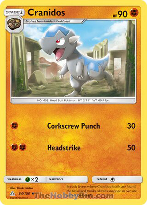 Cranidos #64/156 Uncommon - Ultra Prism Pokemon card