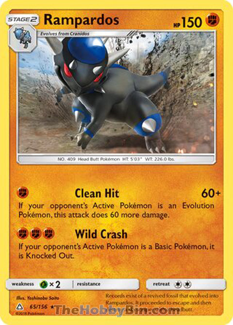 Rampardos #65/156 Holo Rare - Ultra Prism Pokemon card