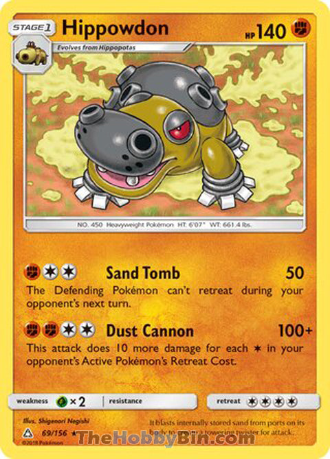 Hippowdon #69/156 Rare - Ultra Prism Pokemon card