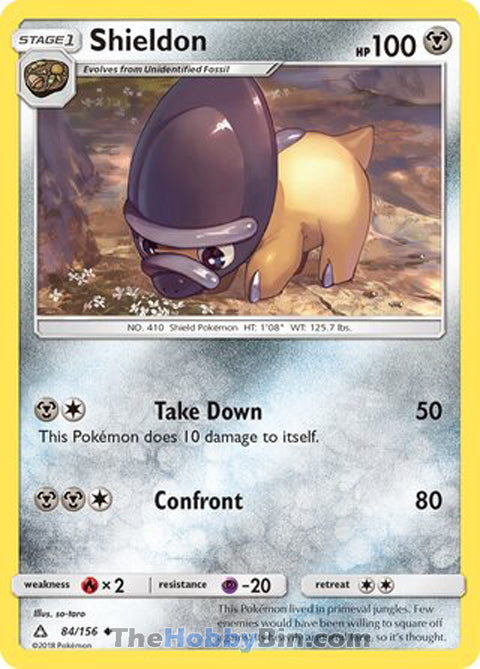Shieldon #84/156 Uncommon - Ultra Prism Pokemon card