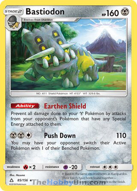 Bastiodon #85/156 Holo Rare - Ultra Prism Pokemon card