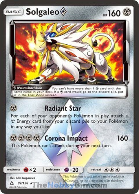 Solgaleo Prism Star #89/156 Prism Rare - Ultra Prism Pokemon card