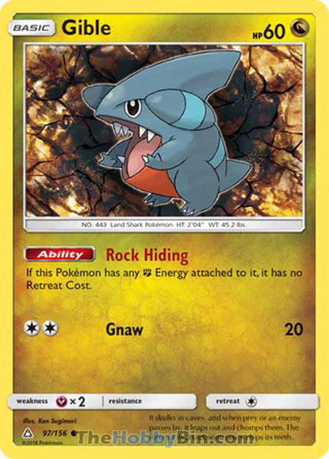 Gible #97/156 Common - Ultra Prism Pokemon card