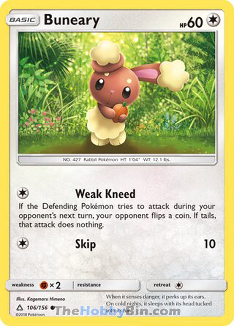 Buneary #106/156 Common - Ultra Prism Pokemon card
