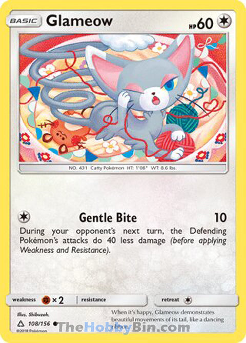 Glameow #108/156 Common - Ultra Prism Pokemon card