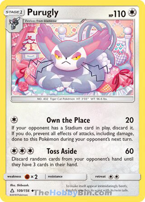 Purugly #109/156 Uncommon - Ultra Prism Pokemon card