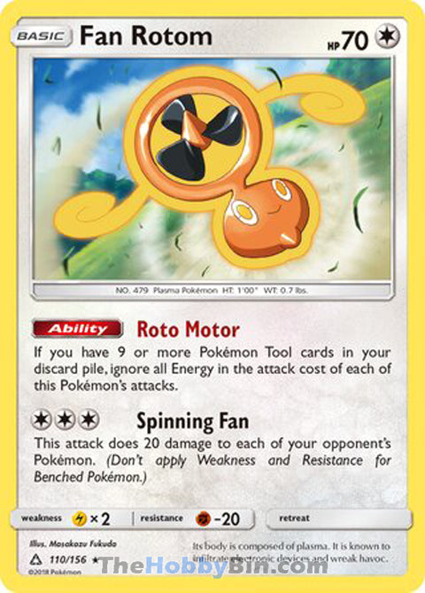 Fan Rotom #110/156 Rare - Ultra Prism Pokemon card