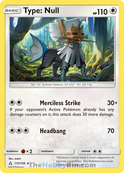 Type: Null #115/156 Rare - Ultra Prism Pokemon card