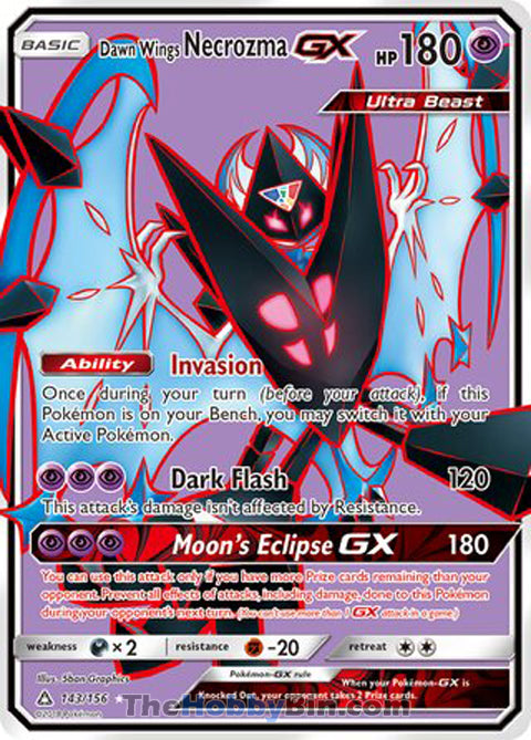 Dawn Wings Necrozma GX #143/156 Ultra Rare - Ultra Prism Pokemon card