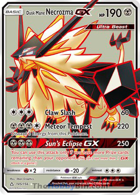 Dusk Mane Necrozma GX #145/156 Ultra Rare - Ultra Prism Pokemon card