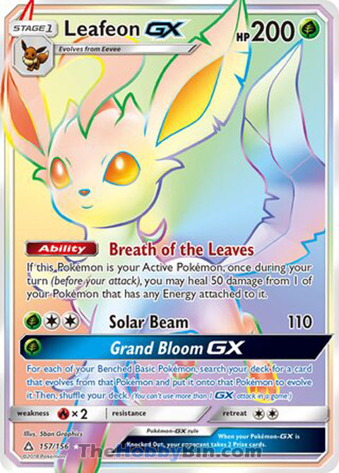 Leafeon GX Ultra Prism Secret Rare #157/156