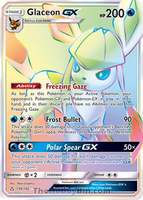 Glaceon GX #159/156 Secret Rare - Ultra Prism Pokemon card