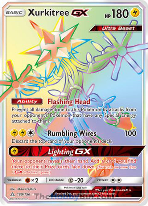 Xurkitree GX #160/156 Secret Rare - Ultra Prism Pokemon card
