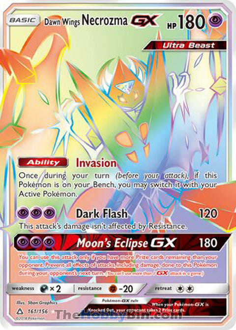 Dawn Wings Necrozma GX #161/156 Secret Rare - Ultra Prism Pokemon card