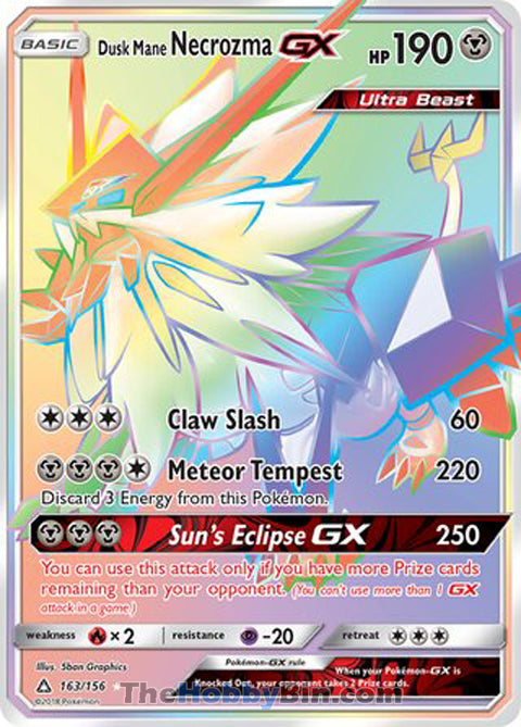 Dusk Mane Necrozma GX #163/156 Secret Rare - Ultra Prism Pokemon card
