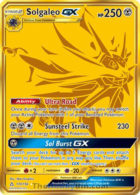 Solgaleo GX #173/156 Secret Rare - Ultra Prism Pokemon card