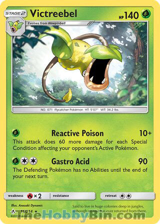 Victreebel #15/214 Rare - Unbroken Bonds Pokemon card