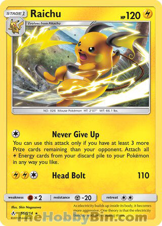 Raichu #55/214 Rare - Unbroken Bonds Pokemon card