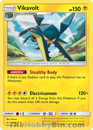 Vikavolt #59/214 Holo Rare - Unbroken Bonds Pokemon card