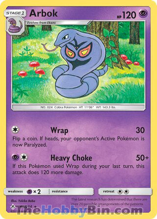 Arbok #63/214 Rare - Unbroken Bonds Pokemon card