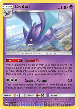 Crobat #66/214 Holo Rare - Unbroken Bonds Pokemon card