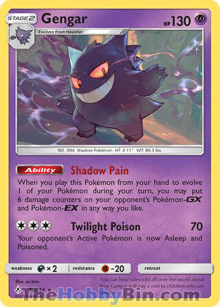 Gengar #70/214 Rare - Unbroken Bonds Pokemon card