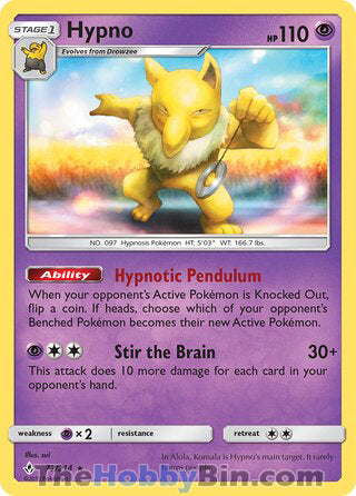 Hypno #72/214 Rare - Unbroken Bonds Pokemon card