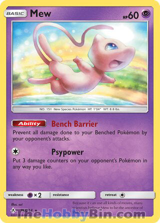 Mew #76/214 Holo Rare - Unbroken Bonds Pokemon card