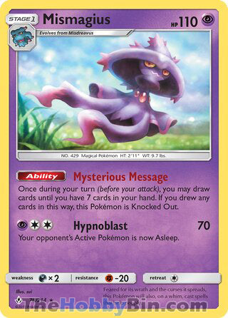 Mismagius #78/214 Rare - Unbroken Bonds Pokemon card