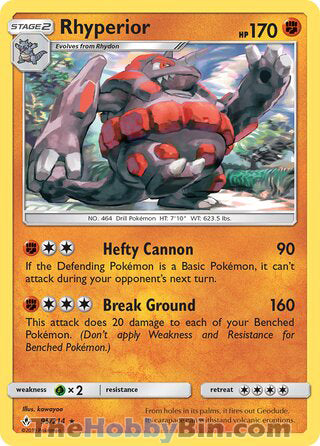 Rhyperior #95/214 Rare - Unbroken Bonds Pokemon card