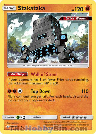 Stakataka #106/214 Holo Rare - Unbroken Bonds Pokemon card