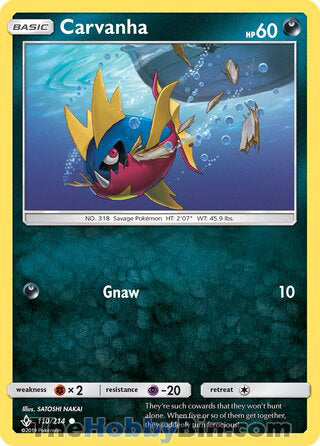 Carvanha #110/214 Common - Unbroken Bonds Pokemon card